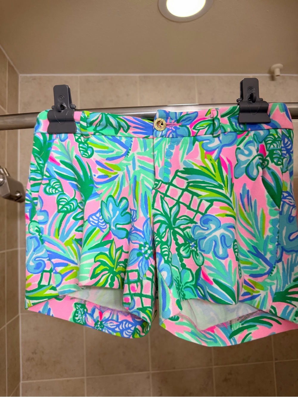 Lily Pulitzer Tropical Floral Pull-On Women’s Shorts - Pink & Green